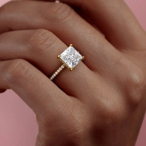 The Kamellie Set  With A 3 Carat Princess 14K Yellow Gold Moissanite