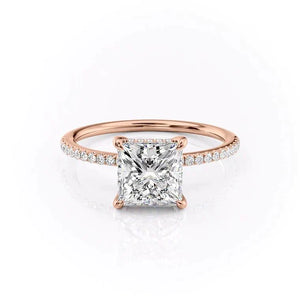 The Kamellie Set  With A 2.5 Carat Princess 14K Rose Gold Moissanite