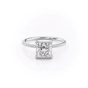 The Pave Natalie Set With A 2.5 Carat Princess 14K White Gold Lab Diamond