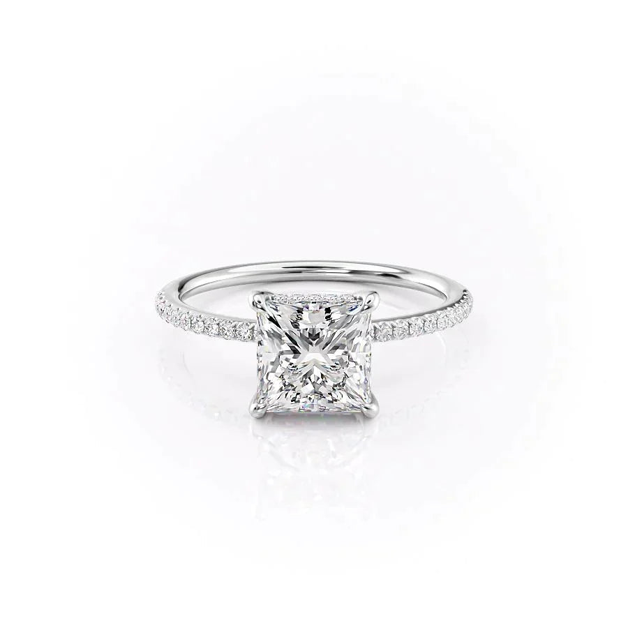 The Pave Kamellie Set With A 1.5 Carat Princess 18K White Gold Lab Diamond