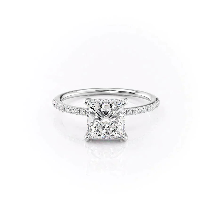 The Kamellie Set  With A 1 Carat Princess 18K White Gold Moissanite