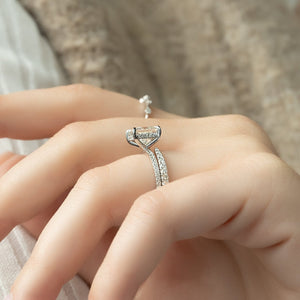 The Pave Kamellie Set  With A 3 Carat Princess 18K White Gold Moissanite