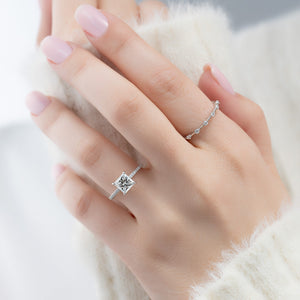 The Pave Kamellie Set  With A 1 Carat Princess 14K White Gold Moissanite