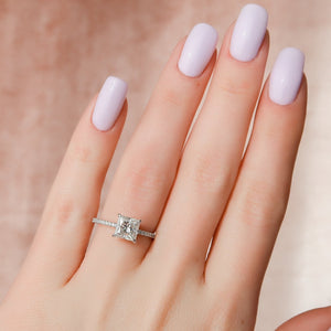 The Pave Kamellie Set  With A 5 Carat Princess 18K White Gold Moissanite