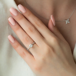 The Pave Kamellie Set With A 2.5 Carat Princess 18K White Gold Lab Diamond