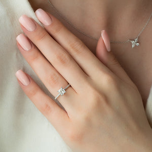 The Pave Kamellie Set  With A 3.5 Carat Princess 18K White Gold Moissanite