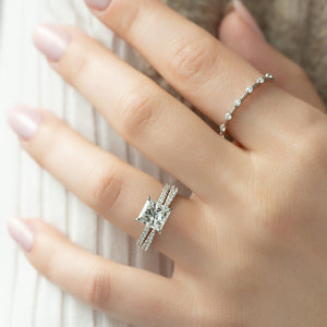 The Pave Kamellie Set  With A 5 Carat Princess 18K White Gold Moissanite
