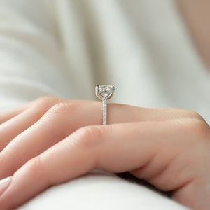 The Pave Kamellie Set  With A 4 Carat Princess 14K White Gold Moissanite