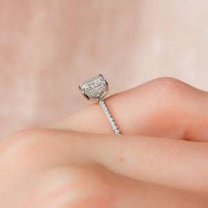 The Pave Kamellie Set  With A 3 Carat Princess 14K White Gold Moissanite