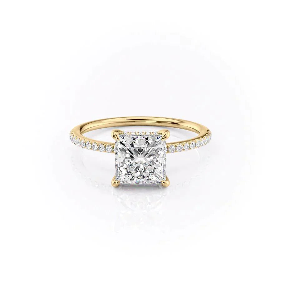 The Kamellie Set  With A 5 Carat Princess 18K Yellow Gold Moissanite