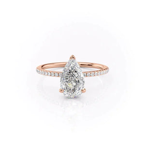 The Kamellie Set With A 2 Carat Pear 14K Rose Gold Lab Diamond