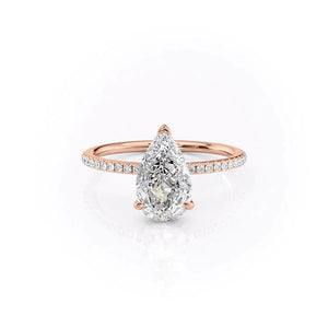 The Pave Kamellie Set With A 2.5 Carat Pear 14K Rose Gold Lab Diamond