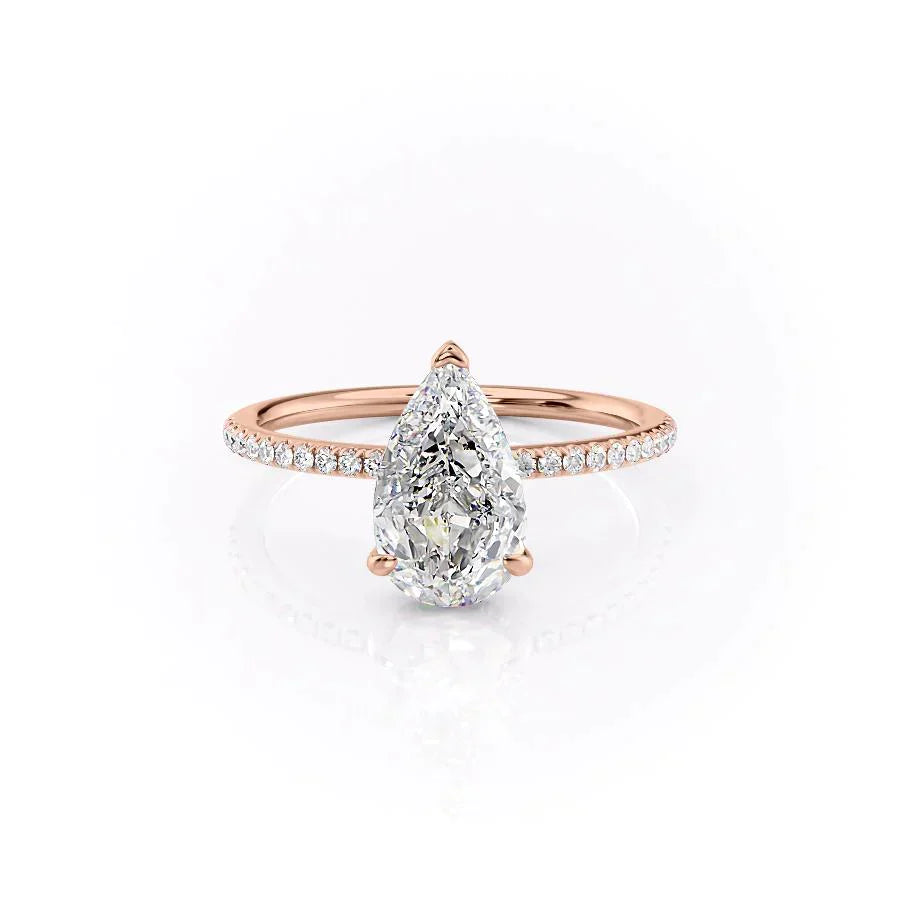 The Kamellie Set  With A 2.5 Carat Pear 14K Rose Gold Moissanite