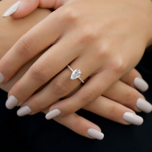 The Pave Kamellie Set  With A 1 Carat Pear 14K Rose Gold Moissanite