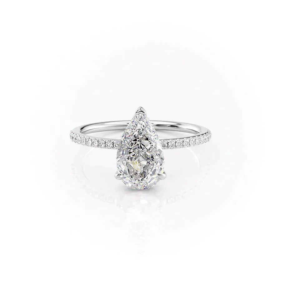 The Pave Kamellie Set With A 1 Carat Pear 14K White Gold Lab Diamond
