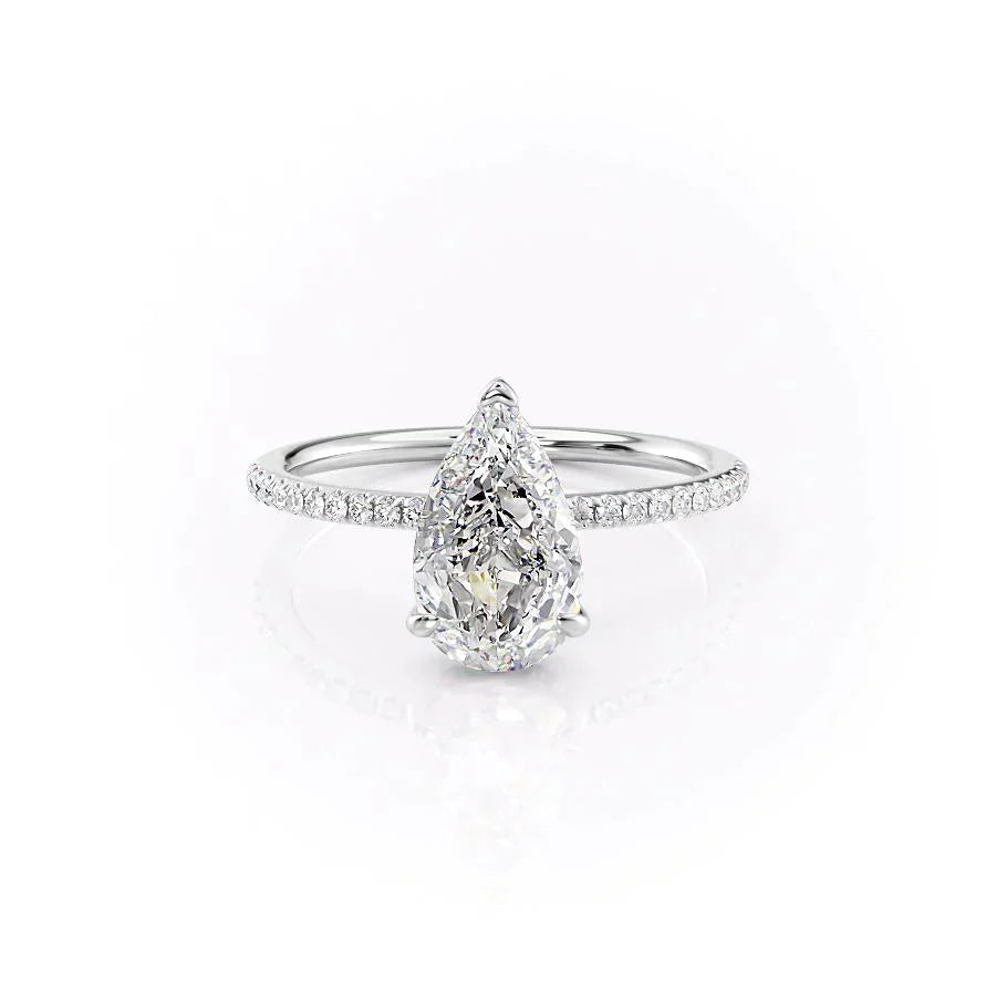 The Kamellie Set  With A 1.5 Carat Pear 18K White Gold Moissanite