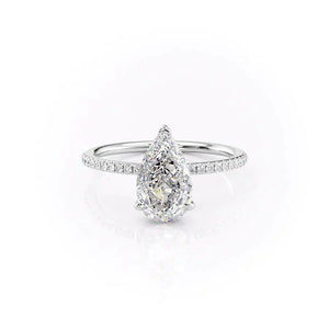 The Kamellie Set  With A 1.5 Carat Pear 18K White Gold Moissanite