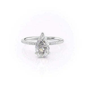 The Pave Kamellie Set With A 1 Carat Pear 18K White Gold Lab Diamond