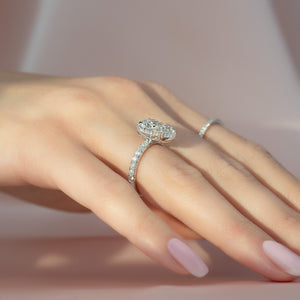 The Pave Kamellie Set With A 1 Carat Pear 18K White Gold Lab Diamond