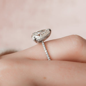 The Pave Kamellie Set  With A 3.5 Carat Pear 14K White Gold Moissanite