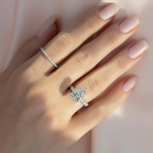 The Pave Kamellie Set  With A 3 Carat Pear 18K White Gold Moissanite