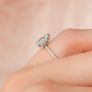 The Pave Kamellie Set  With A 1 Carat Pear 18K White Gold Moissanite