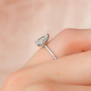 The Pave Kamellie Set  With A 1.5 Carat Pear 18K White Gold Moissanite