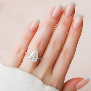 The Pave Kamellie Set  With A 1 Carat Pear 14K White Gold Moissanite