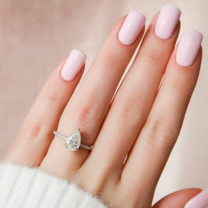 The Pave Kamellie Set With A 1.5 Carat Pear 18K White Gold Lab Diamond