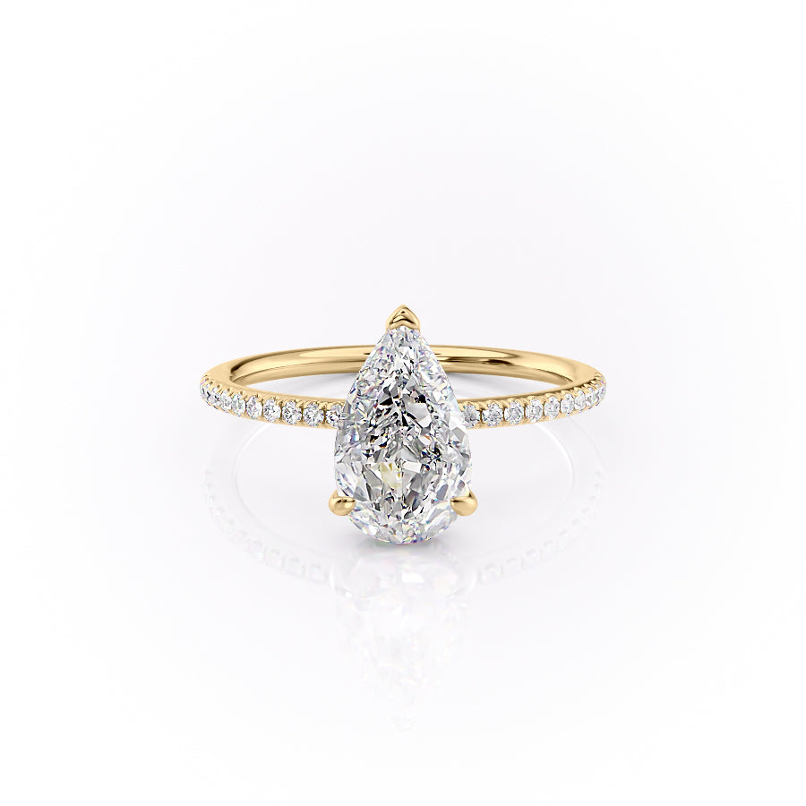 The Pave Kamellie Set With A 2.5 Carat Pear 18K Yellow Gold Lab Diamond