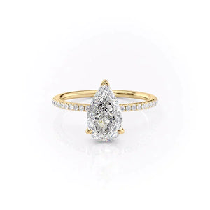 The Kamellie Set With A 1 Carat Pear 18K Yellow Gold Lab Diamond