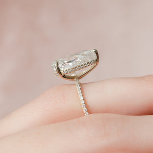 The Pave Kamellie Set  With A 1.5 Carat Pear 18K Yellow Gold Moissanite