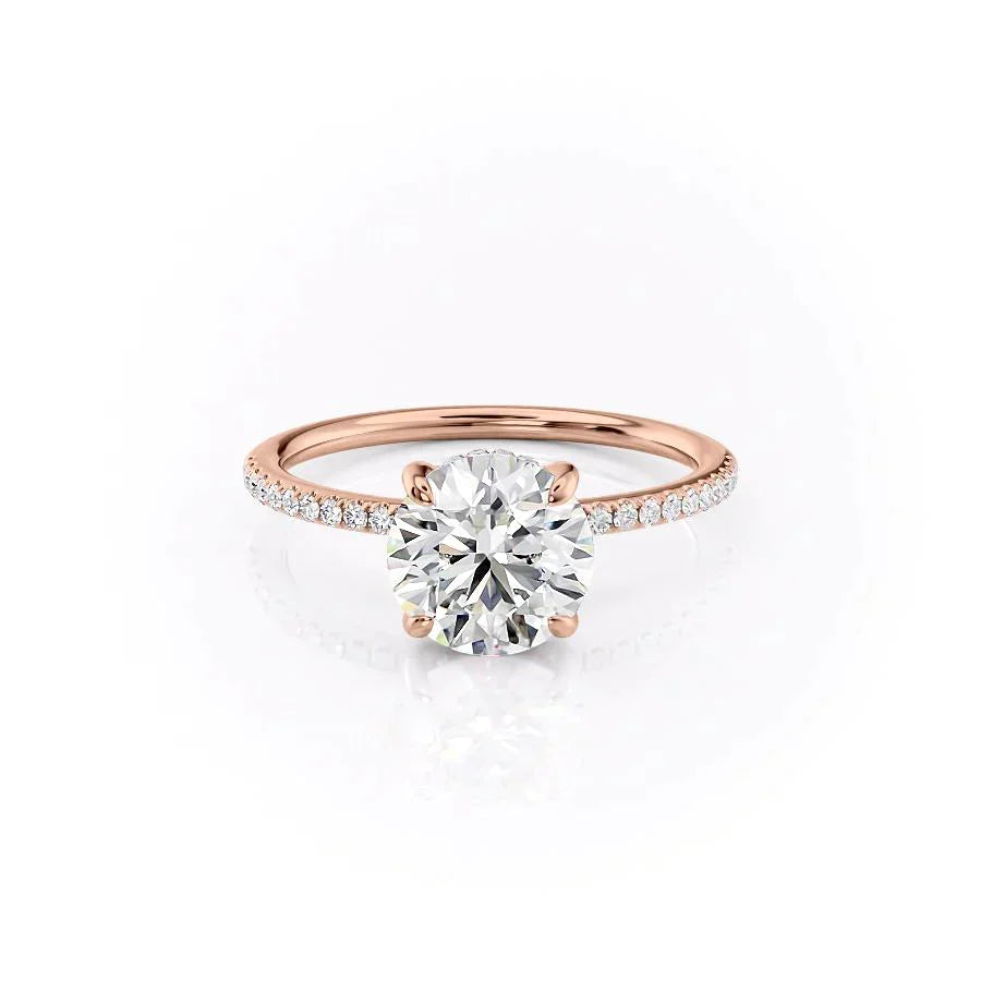 The Kamellie Set With A 2.5 Carat Round 14K Rose Gold Lab Diamond