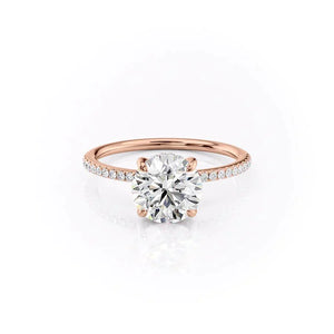 The Kamellie Set With A 2.5 Carat Round 14K Rose Gold Lab Diamond
