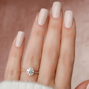 The Pave Kamellie Set With A 3 Carat Round 14K Rose Gold Lab Diamond