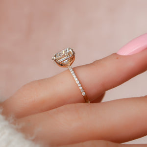 The Pave Kamellie Set With A 2 Carat Round 14K Rose Gold Lab Diamond