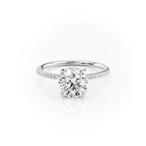 The Pave Kamellie Set  With A 4 Carat Round 18K White Gold Moissanite