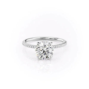 The Pave Kamellie Set  With A 3 Carat Round 14K White Gold Moissanite