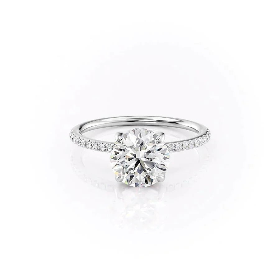 The Pave Kamellie Set  With A 2 Carat Round 18K White Gold Moissanite