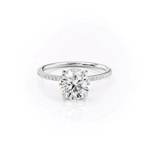 The Pave Kamellie Set  With A 2 Carat Round 18K White Gold Moissanite