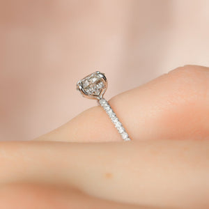 The Pave Kamellie Set  With A 3 Carat Round 18K White Gold Moissanite