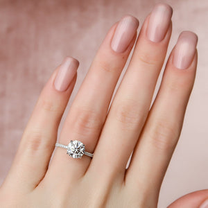 The Pave Kamellie Set  With A 1.5 Carat Round 18K White Gold Moissanite