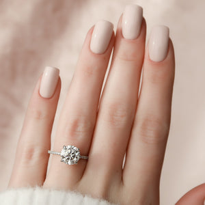 The Pave Kamellie Set  With A 3 Carat Round 14K White Gold Moissanite