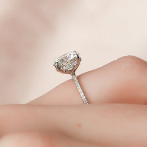 The Pave Kamellie Set  With A 3 Carat Round 18K White Gold Moissanite