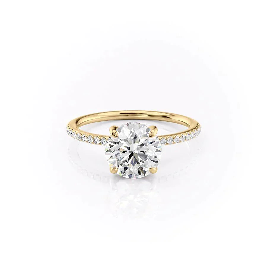 The Kamellie Set With A 1 Carat Round 18K Yellow Gold Lab Diamond