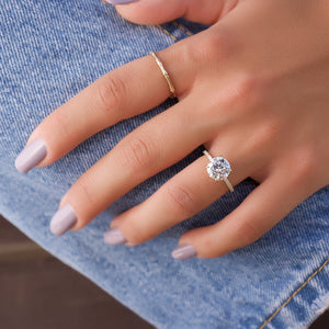 The Pave Kamellie Set  With A 1.5 Carat Round 18K Yellow Gold Moissanite