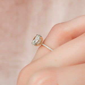 The Pave Kamellie Set With A 3 Carat Round 14K Yellow Gold Lab Diamond