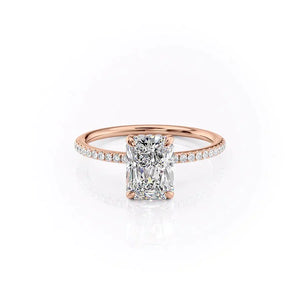The Kamellie Set  With A 3.5 Carat Radiant 14K Rose Gold Moissanite