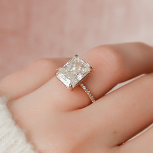 The Pave Kamellie Set  With A 2.5 Carat Radiant 14K Rose Gold Moissanite