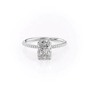 The Pave Kamellie Set With A 3 Carat Radiant 14K White Gold Lab Diamond